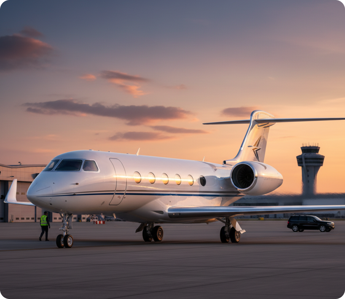 Private jets at airport